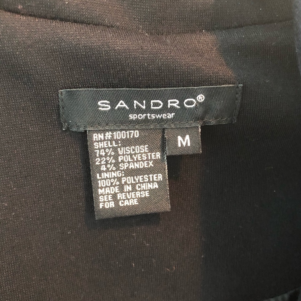 Sandro Sport Wear Black Cropped Pea Cot Size M - Picture 5 of 13